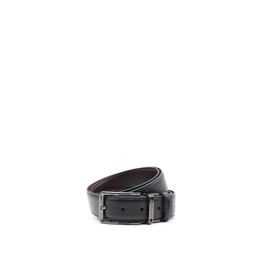 Reversible Men's Belt with Sam Pin Clip- Black & Dark Brown