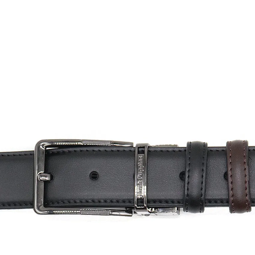 Reversible Men's Belt with Sam Pin Clip- Black & Dark Brown