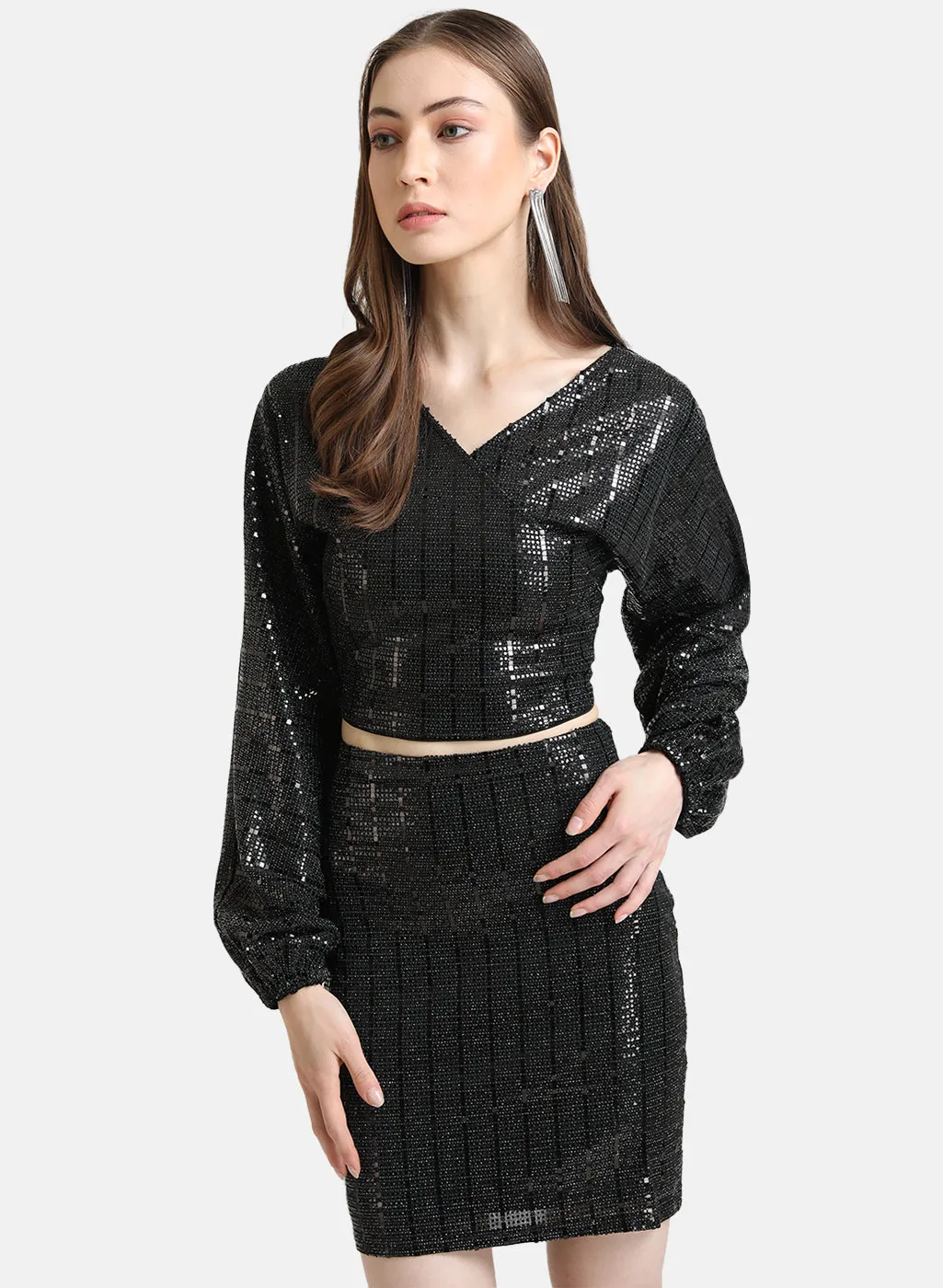 Sequin Stick-On Crop Top