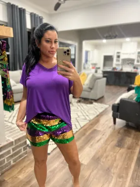 Sequin Mardi Gras Shorts