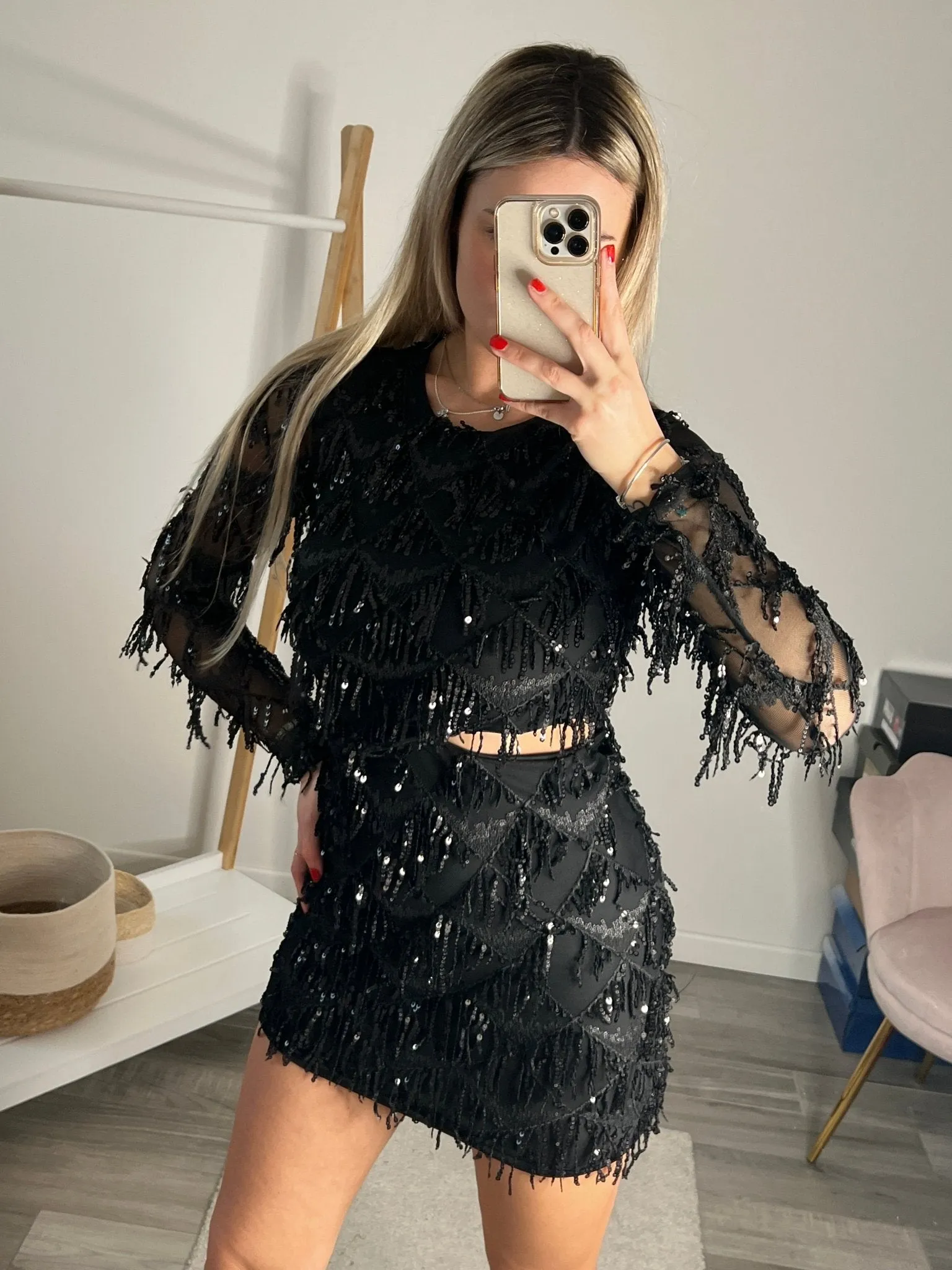 Cascade Sequin Dress