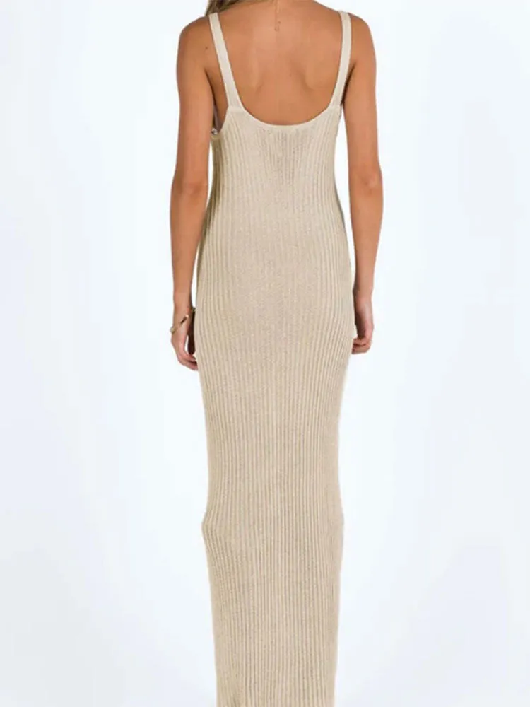 Backless Hollow Out See Through Knitted Dress