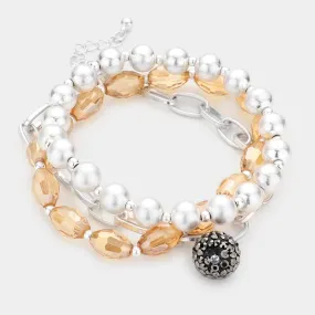 Shamballa Ball Charm Metal Ball Beaded Bracelets - 3 Piece Set by iLLASPARKZ