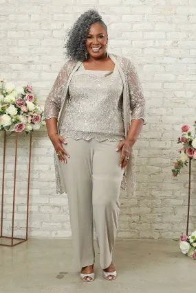 Shimmering Top Plus Size Fitted Pants for Women