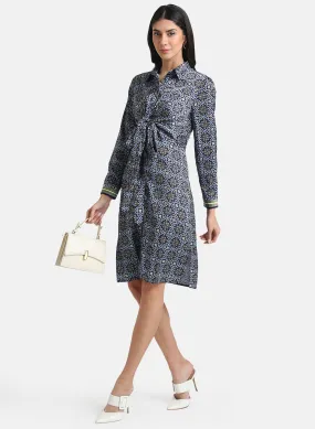 Tie-Knot Printed Shirt Dress