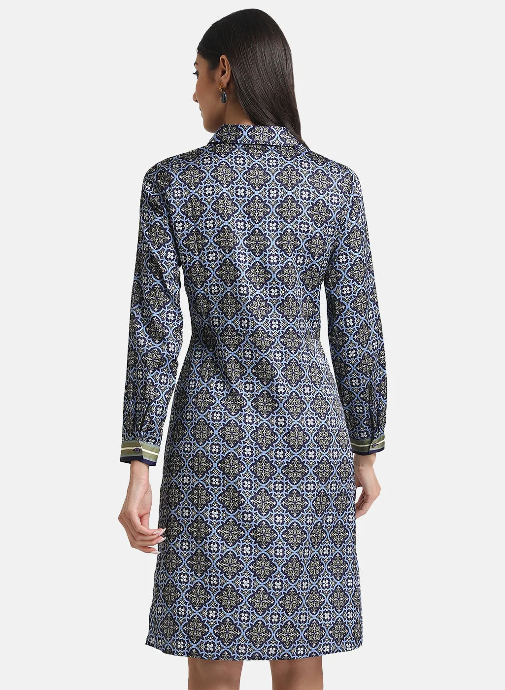 Tie-Knot Printed Shirt Dress