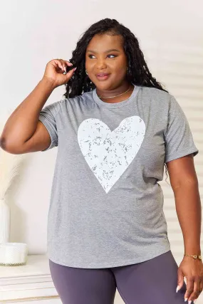 Short Sleeve Tee with Love Heart Graphic and Cuffed Sleeves