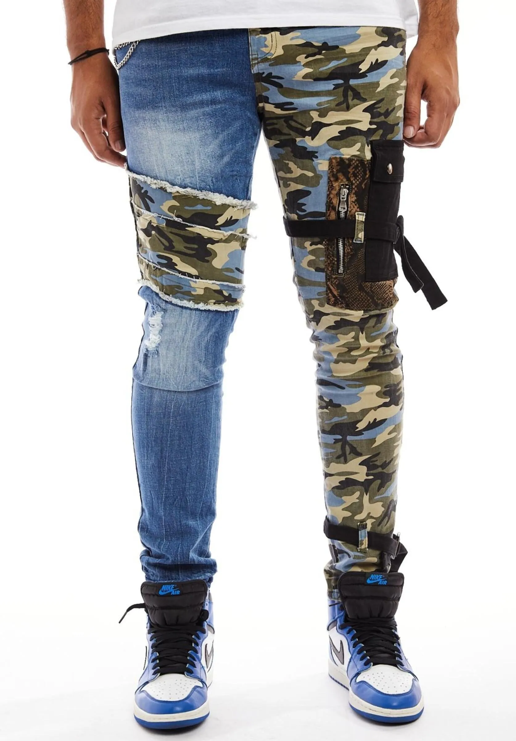 Blue Camo Slim Fit Stretch Tech Pants