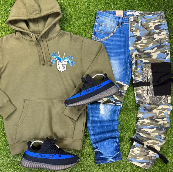 Blue Camo Slim Fit Stretch Tech Pants