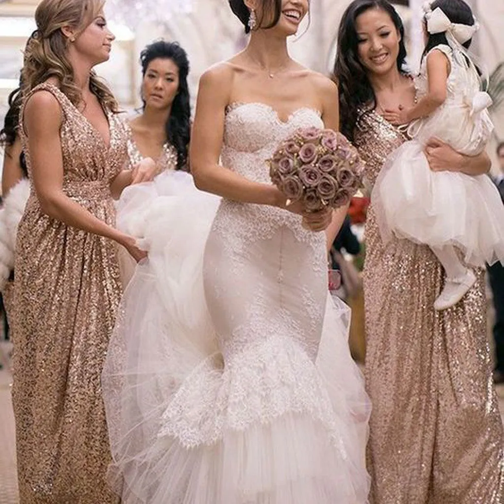 Sparkly Sleeveless Sequin Bridesmaid Dresses