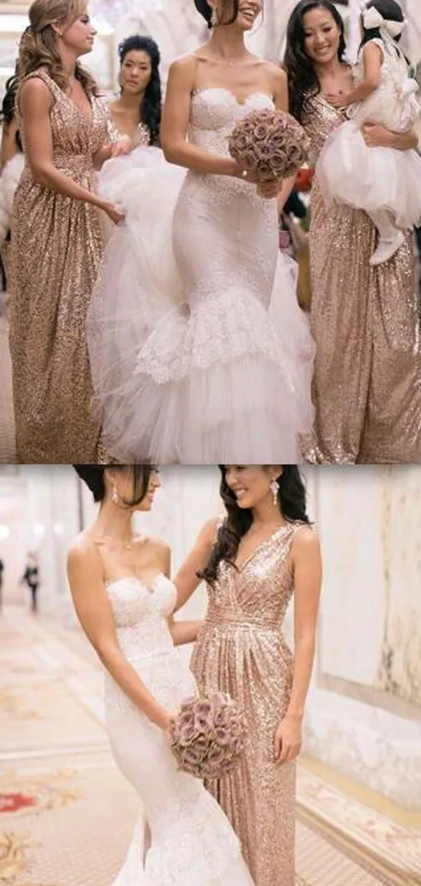 Sparkly Sleeveless Sequin Bridesmaid Dresses