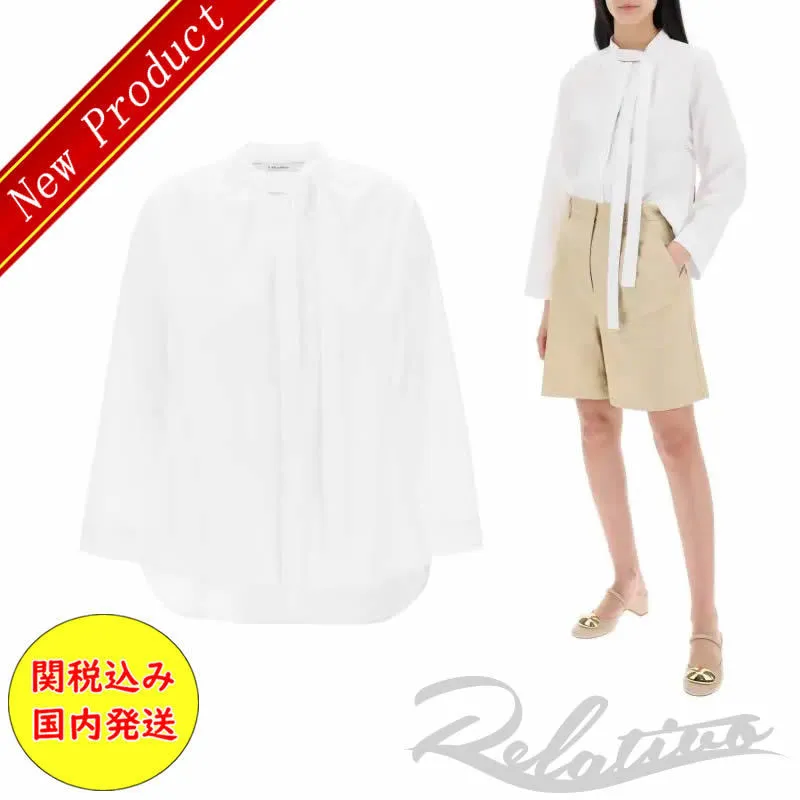 Street Style Long Sleeve Plain Cotton Shirts & Blouses by S Max Mara