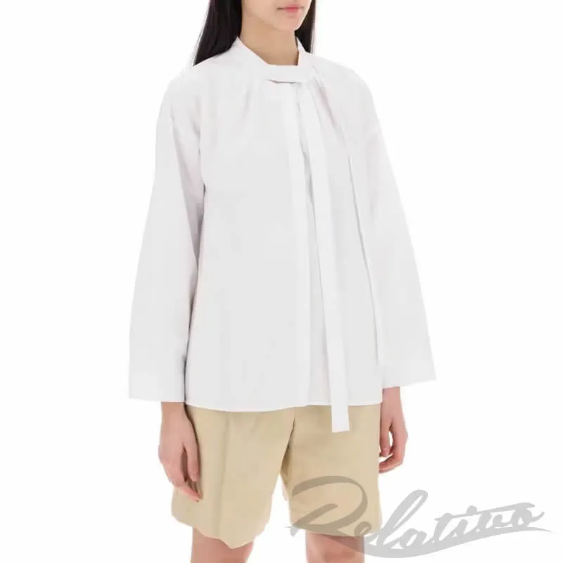 Street Style Long Sleeve Plain Cotton Shirts & Blouses by S Max Mara