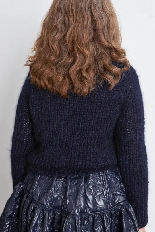 Street Style Wool Rib Crew Neck