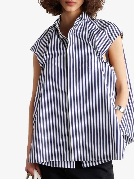 Striped Street Style Cotton Short Sleeve