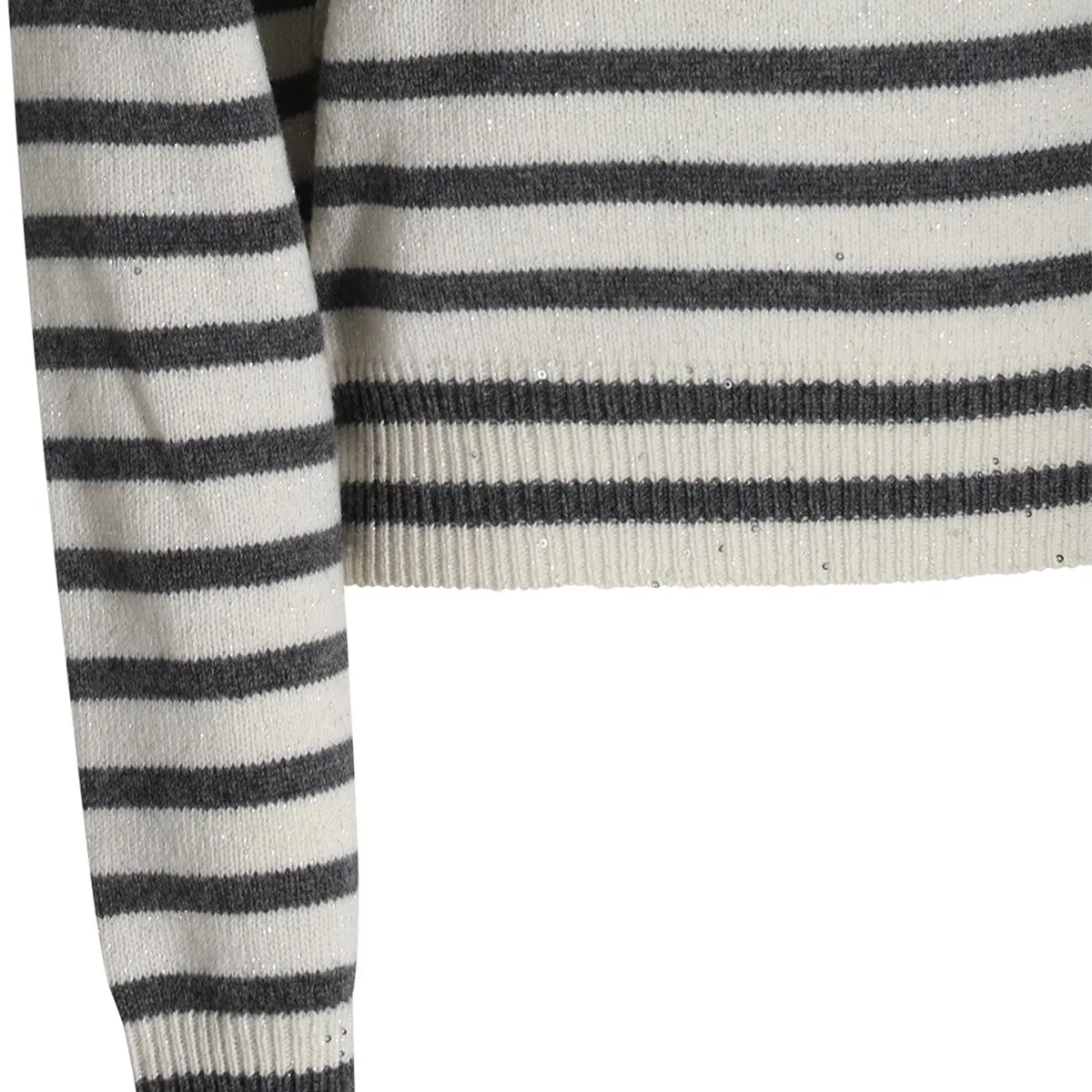 Striped V-Neck Wool Long Sleeve Office Style Shirt by BRUNELLO CUCINELLI