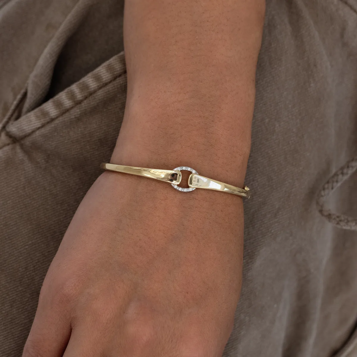 Diamond Bracelet with Two-Tone Buckle