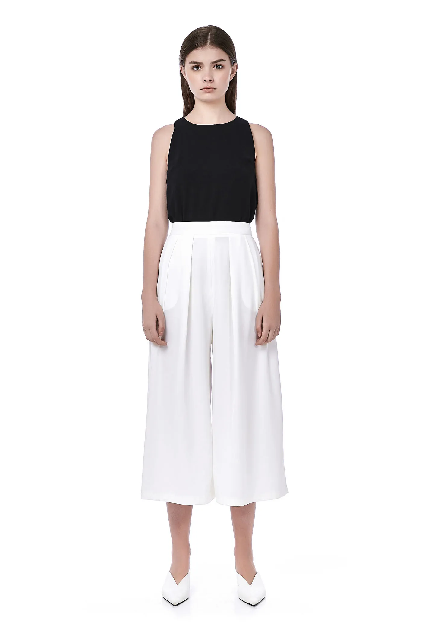 High-Waisted Pleated Trousers