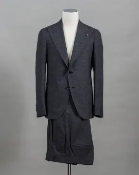 Tagliatore Wool Stretch Peak Lapel Suit / Grey