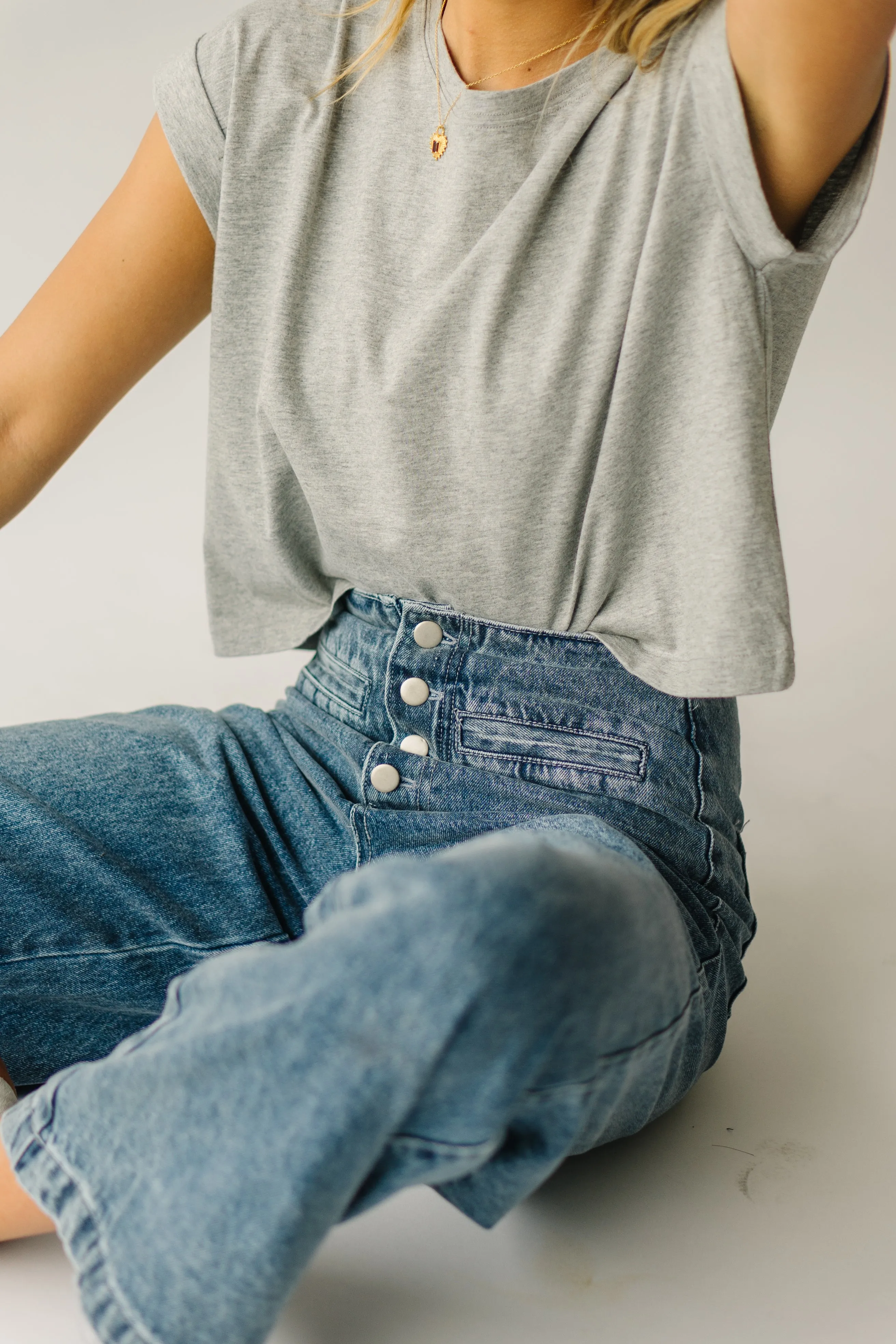 The Fellars Grey Cuffed Sleeve Tee