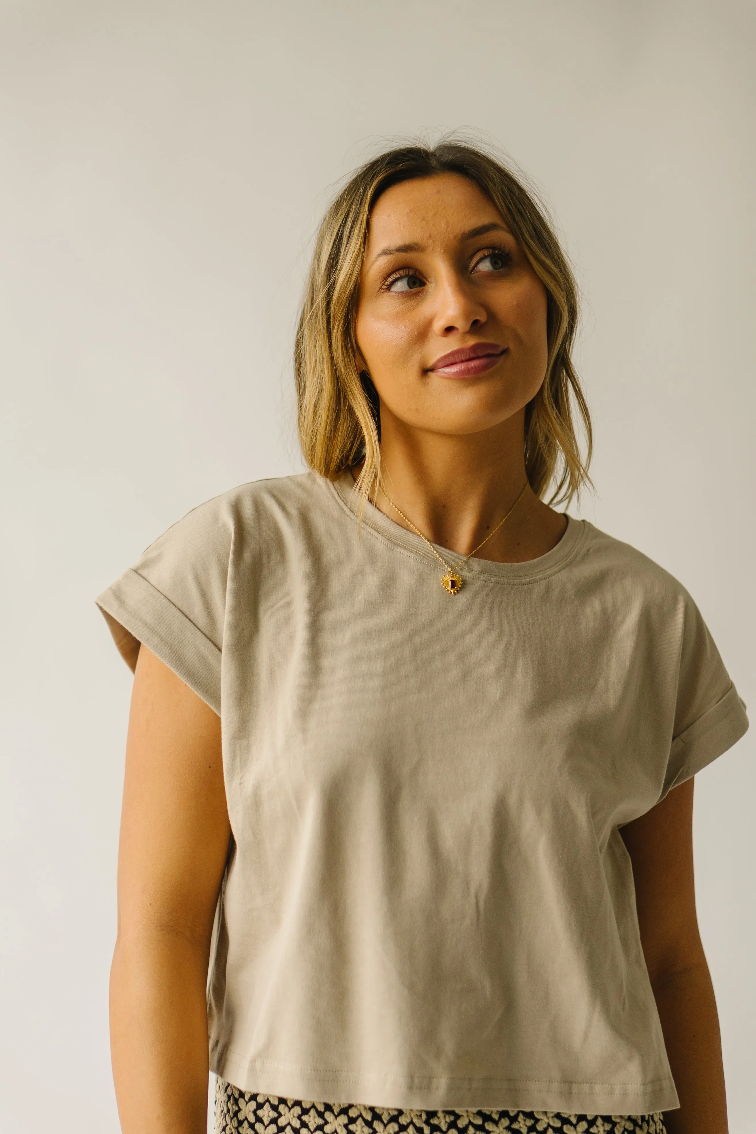 The Fellars Tan Cuffed Sleeve Tee