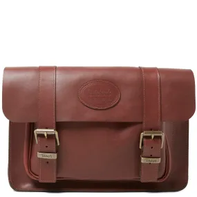 Trickers Twin Buckle Satchel Burgundy Waxy