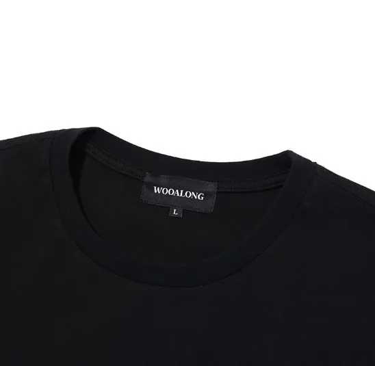 WOOALONG Unisex Street Style T-Shirts with Plain Cotton and Logo