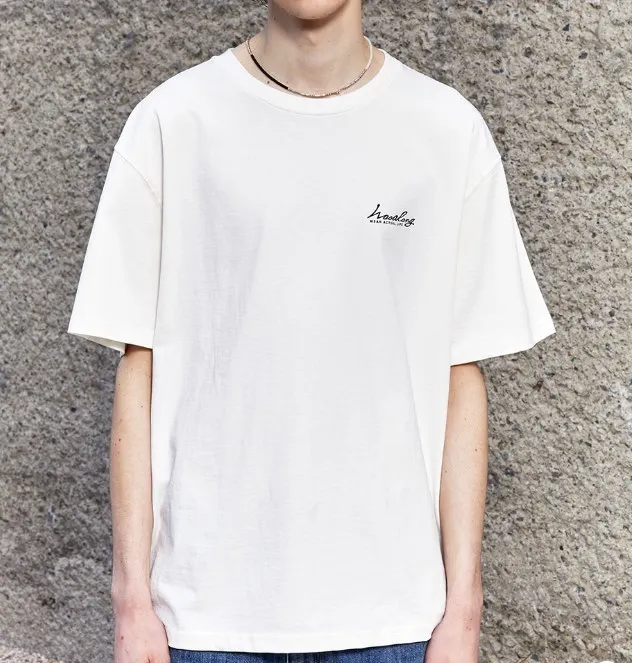 WOOALONG Unisex Street Style T-Shirts with Plain Cotton and Logo