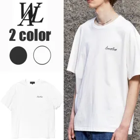 WOOALONG Unisex Street Style T-Shirts with Plain Cotton and Logo