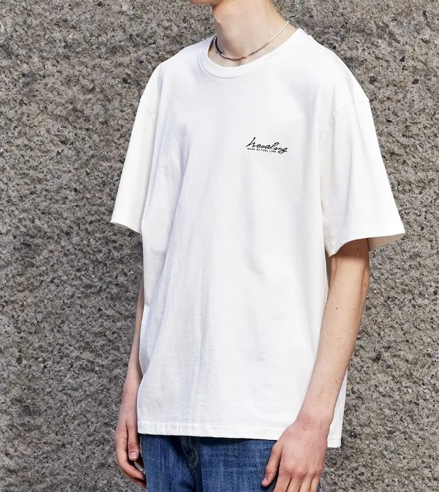 WOOALONG Unisex Street Style T-Shirts with Plain Cotton and Logo