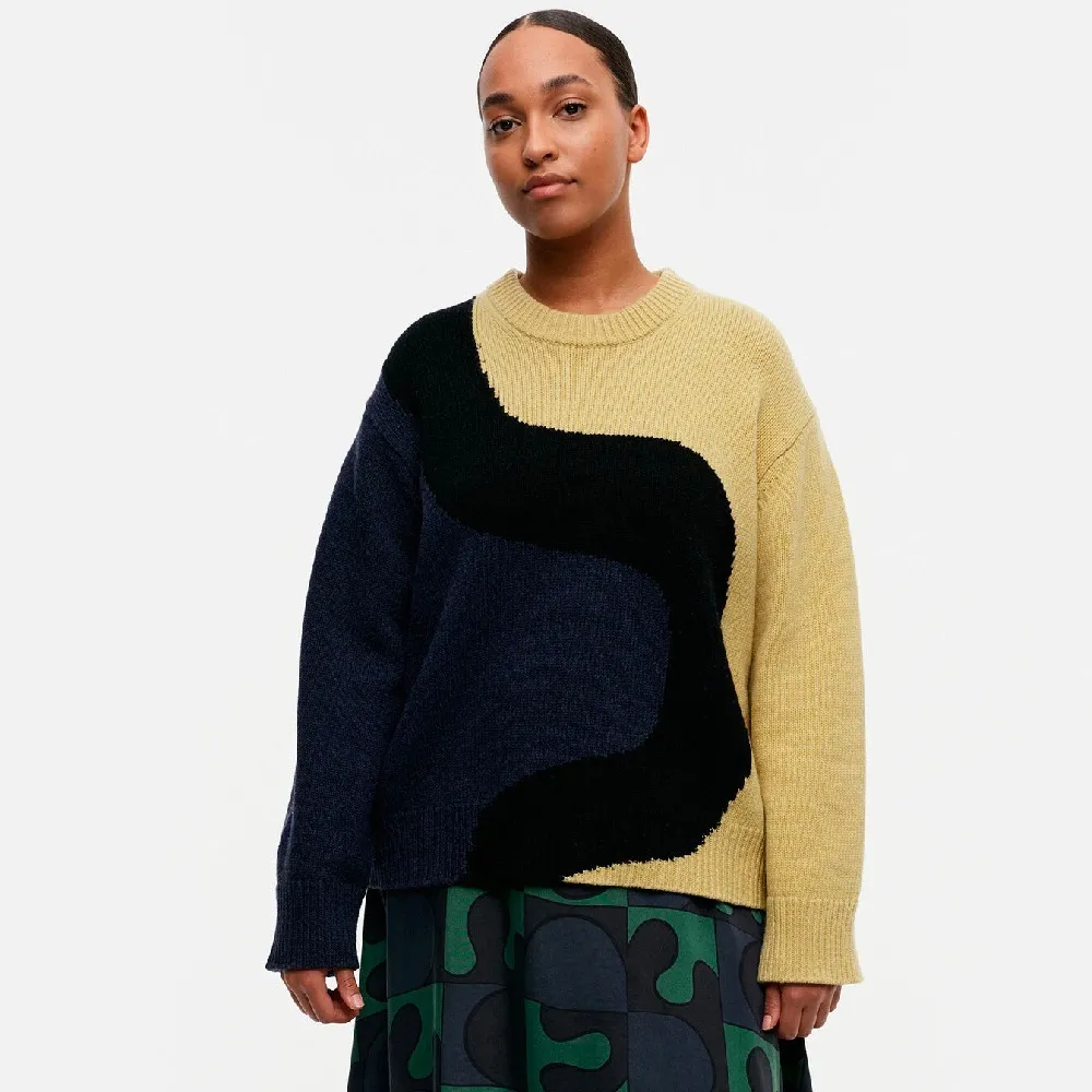 marimekko Casual Wool Nylon Rib Crew Neck Long Sleeves