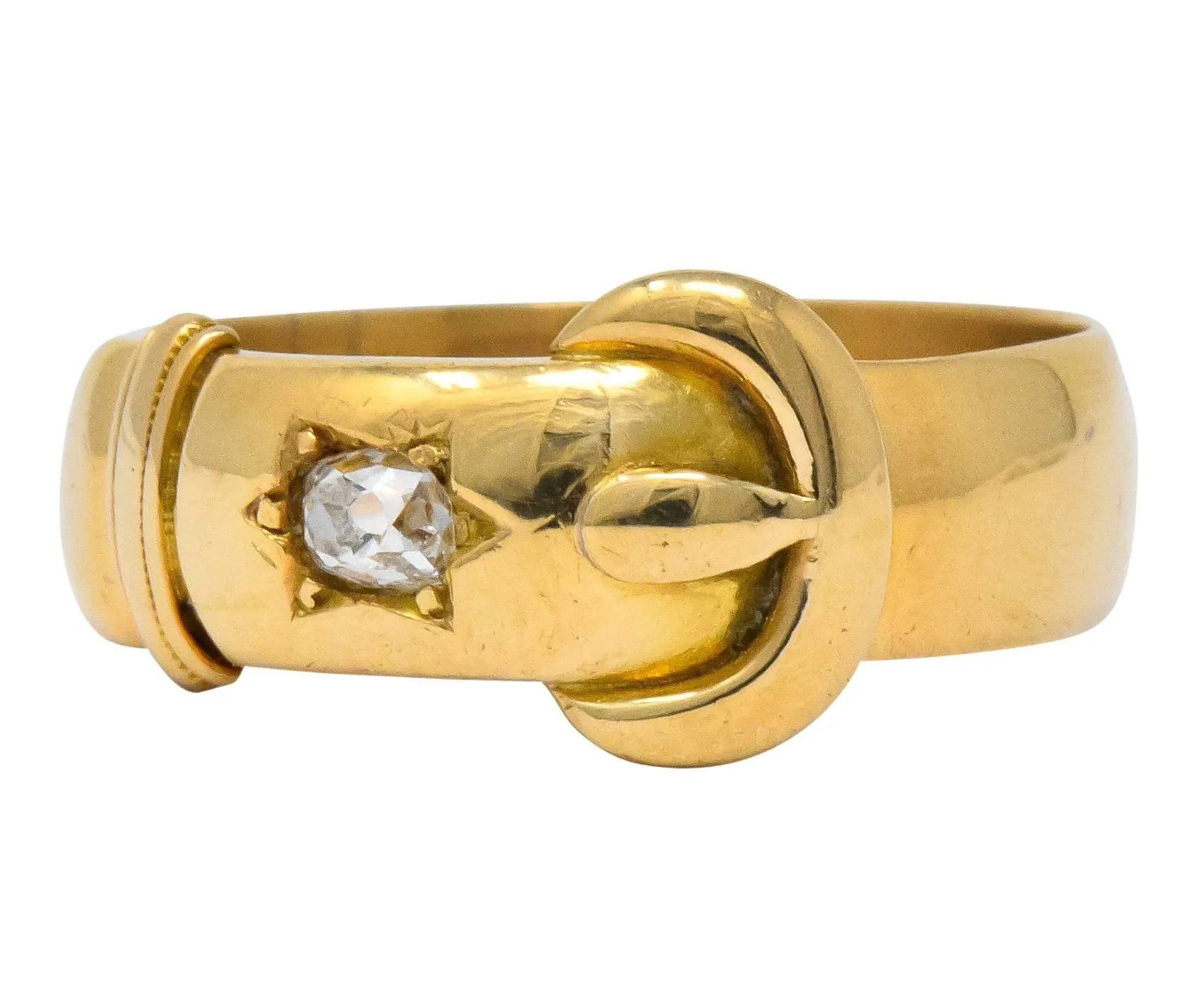 Victorian Gold Band Ring with Old Mine Diamond by Walker & Hall