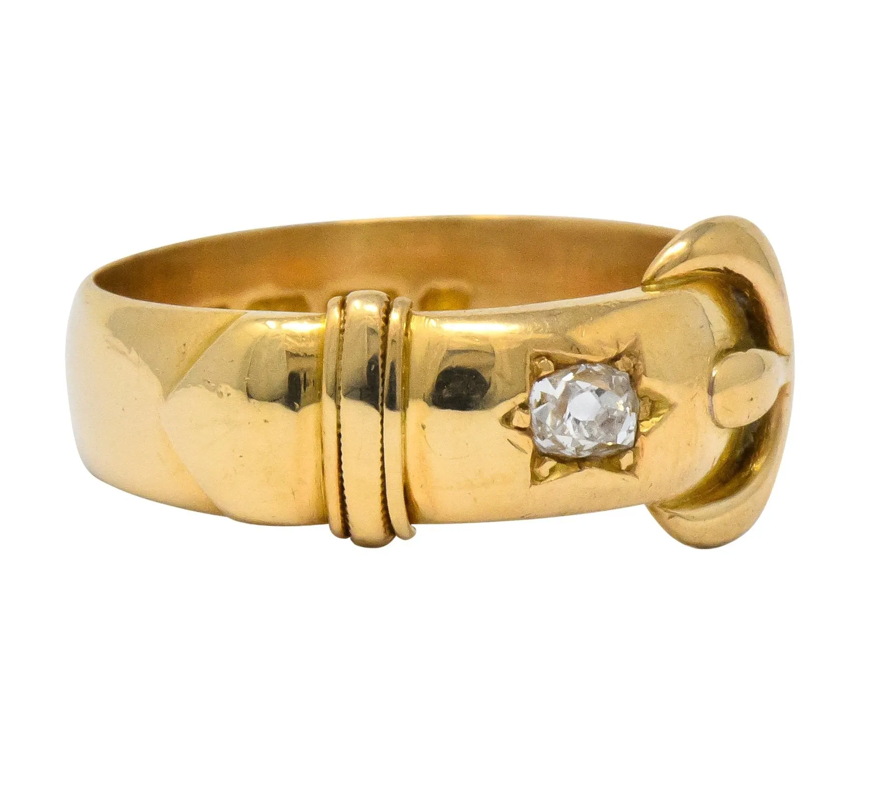 Victorian Gold Band Ring with Old Mine Diamond by Walker & Hall