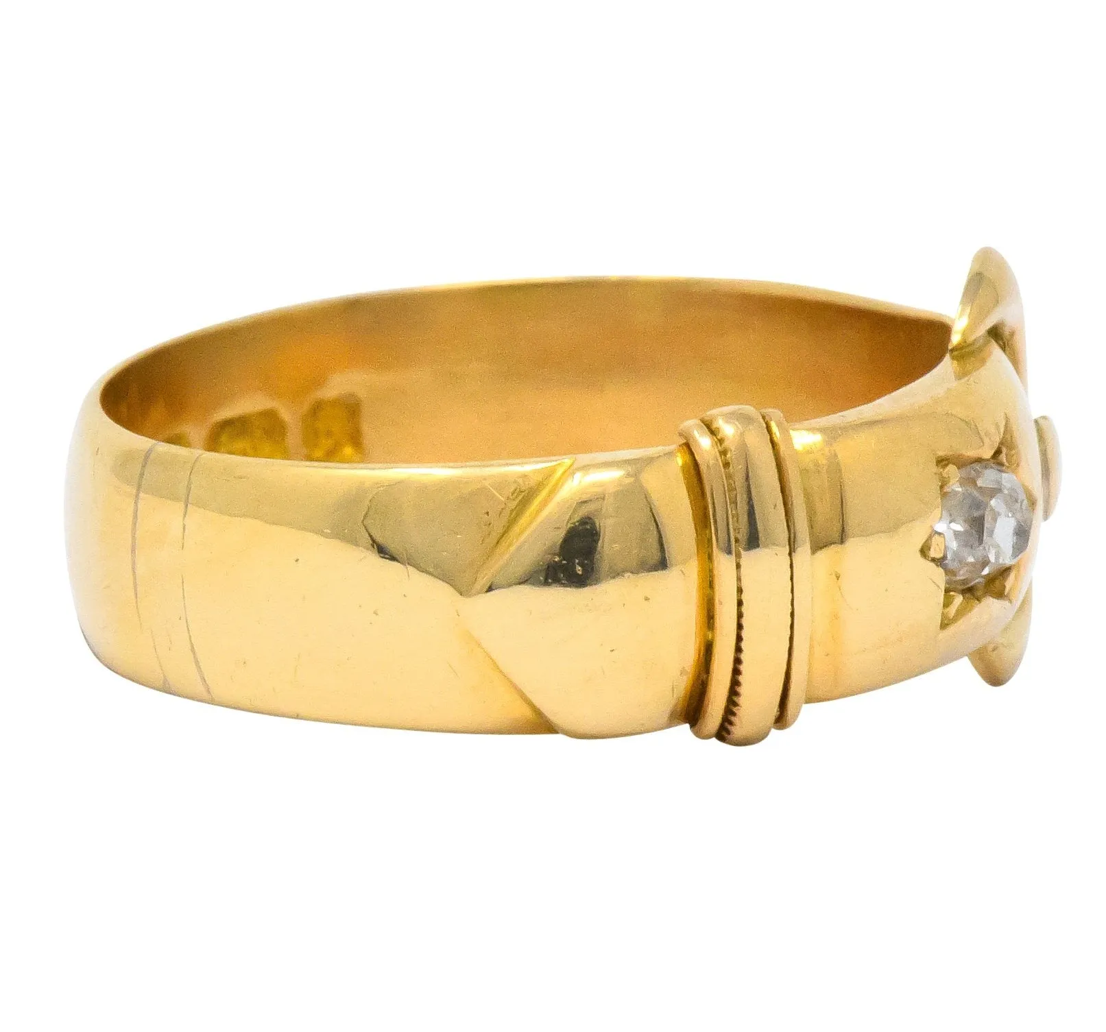 Victorian Gold Band Ring with Old Mine Diamond by Walker & Hall