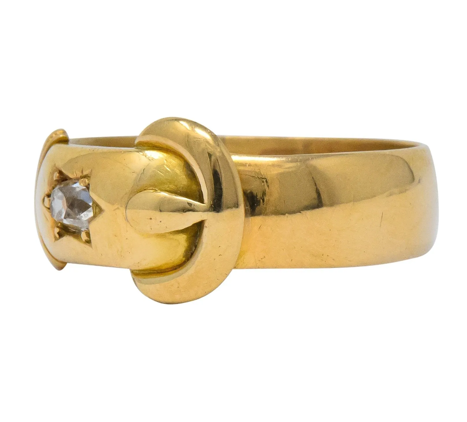 Victorian Gold Band Ring with Old Mine Diamond by Walker & Hall