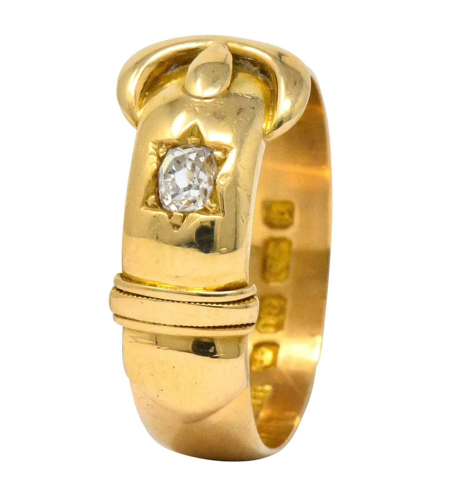 Victorian Gold Band Ring with Old Mine Diamond by Walker & Hall