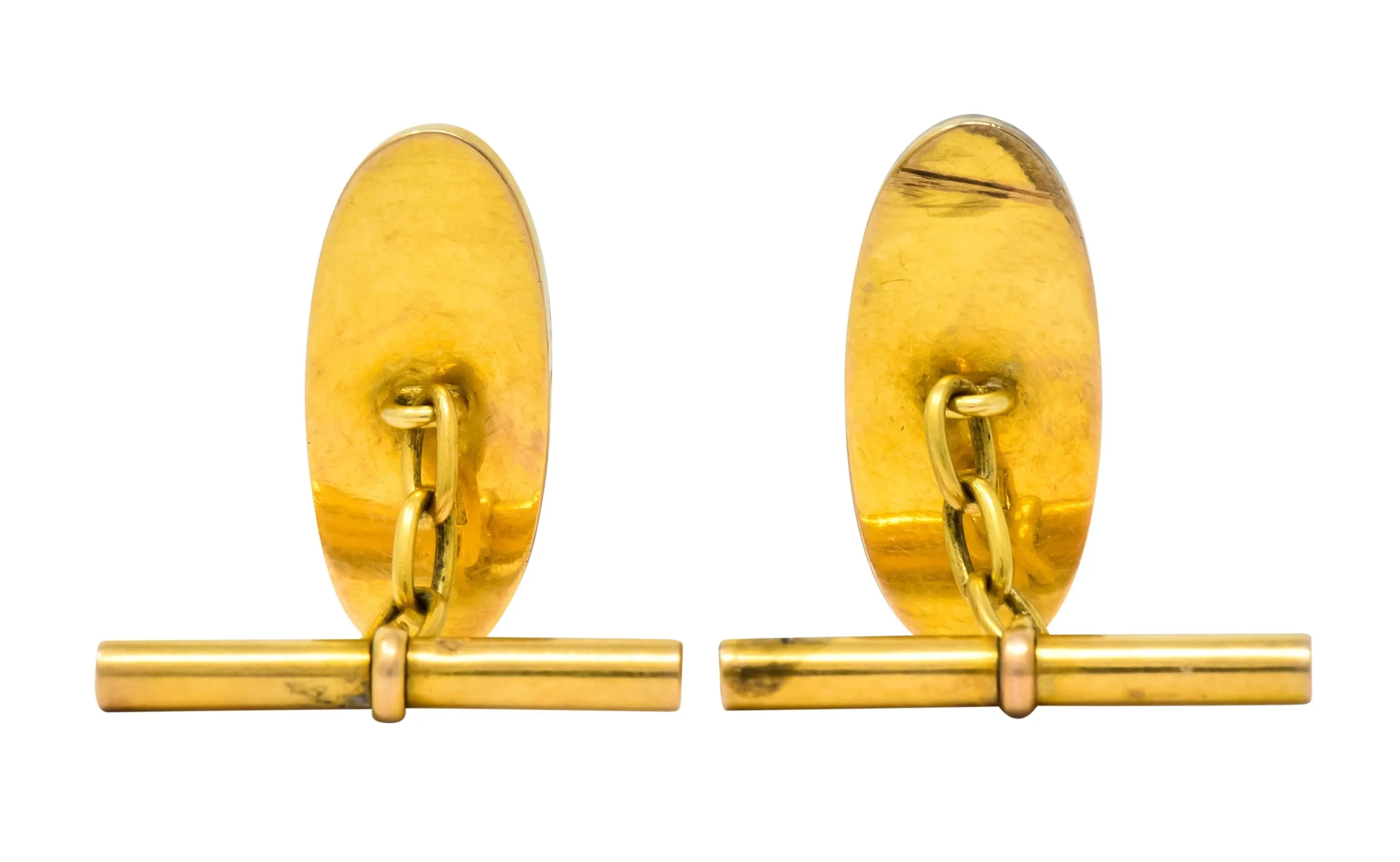 Victorian Shakudo 14 Karat Gold Mixed Metal Floral Bird Men's Cufflinks