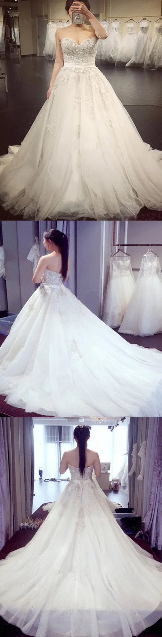 Vintage Princess Chiffon Train Wedding Dress