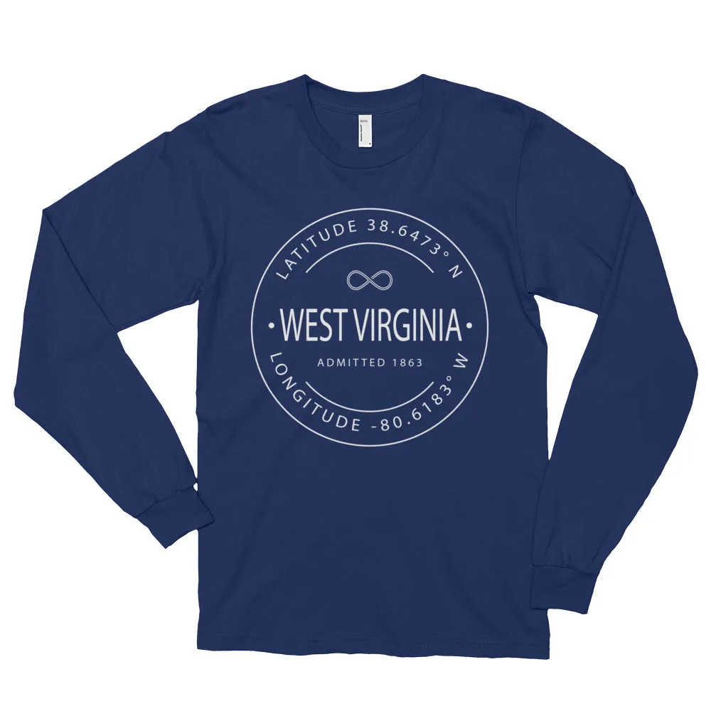 West Virginia Latitude Longitude Long Sleeve Tee