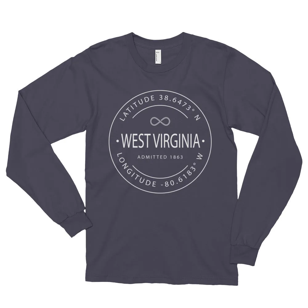 West Virginia Latitude Longitude Long Sleeve Tee