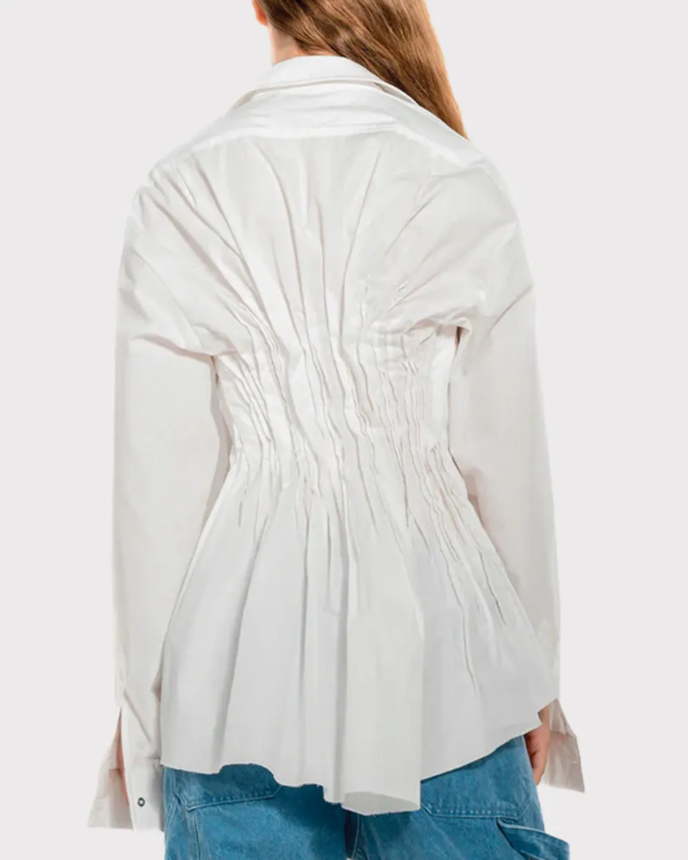 White Shirt with Cinch Pleats