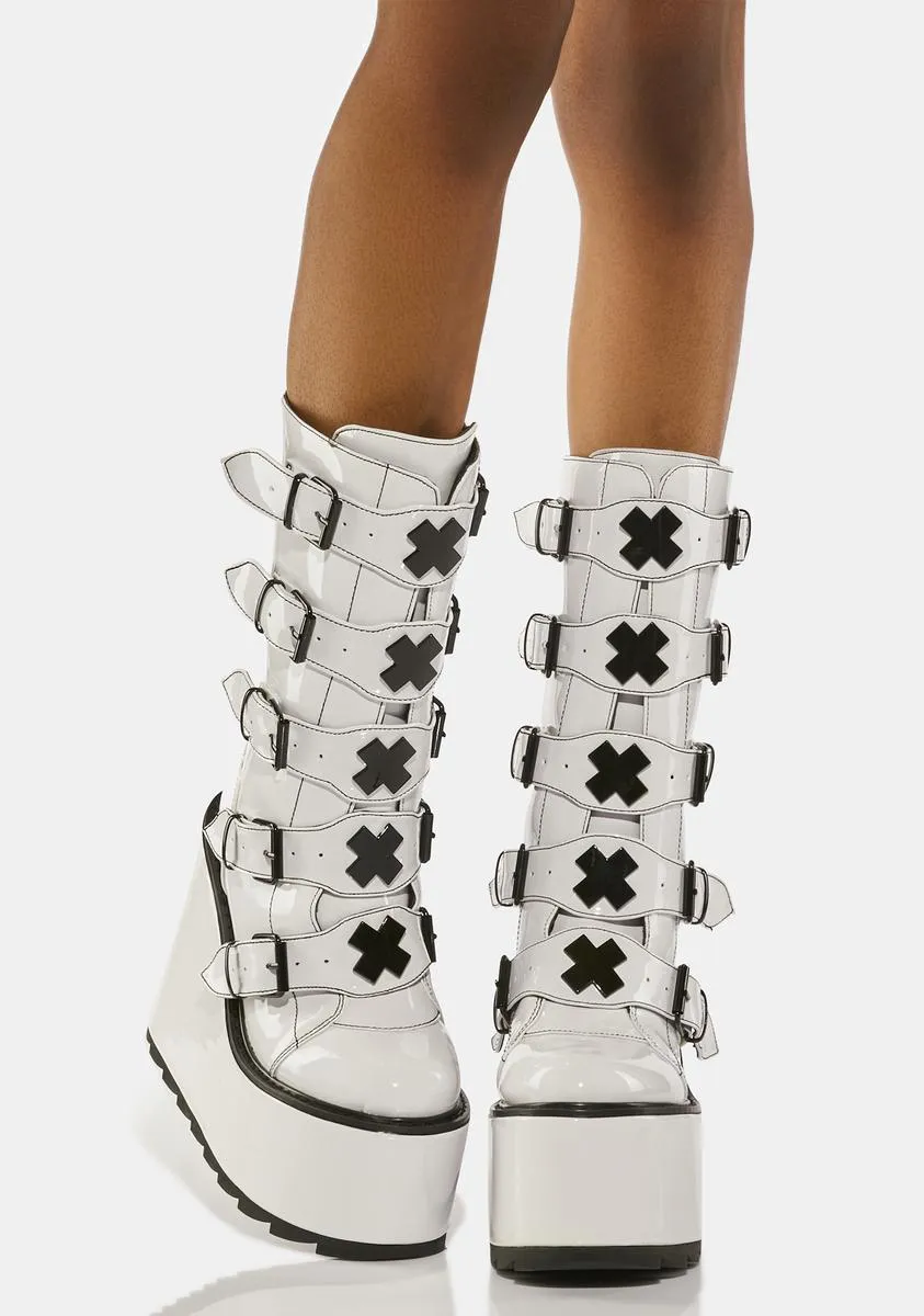 White Dune X Buckle Boots