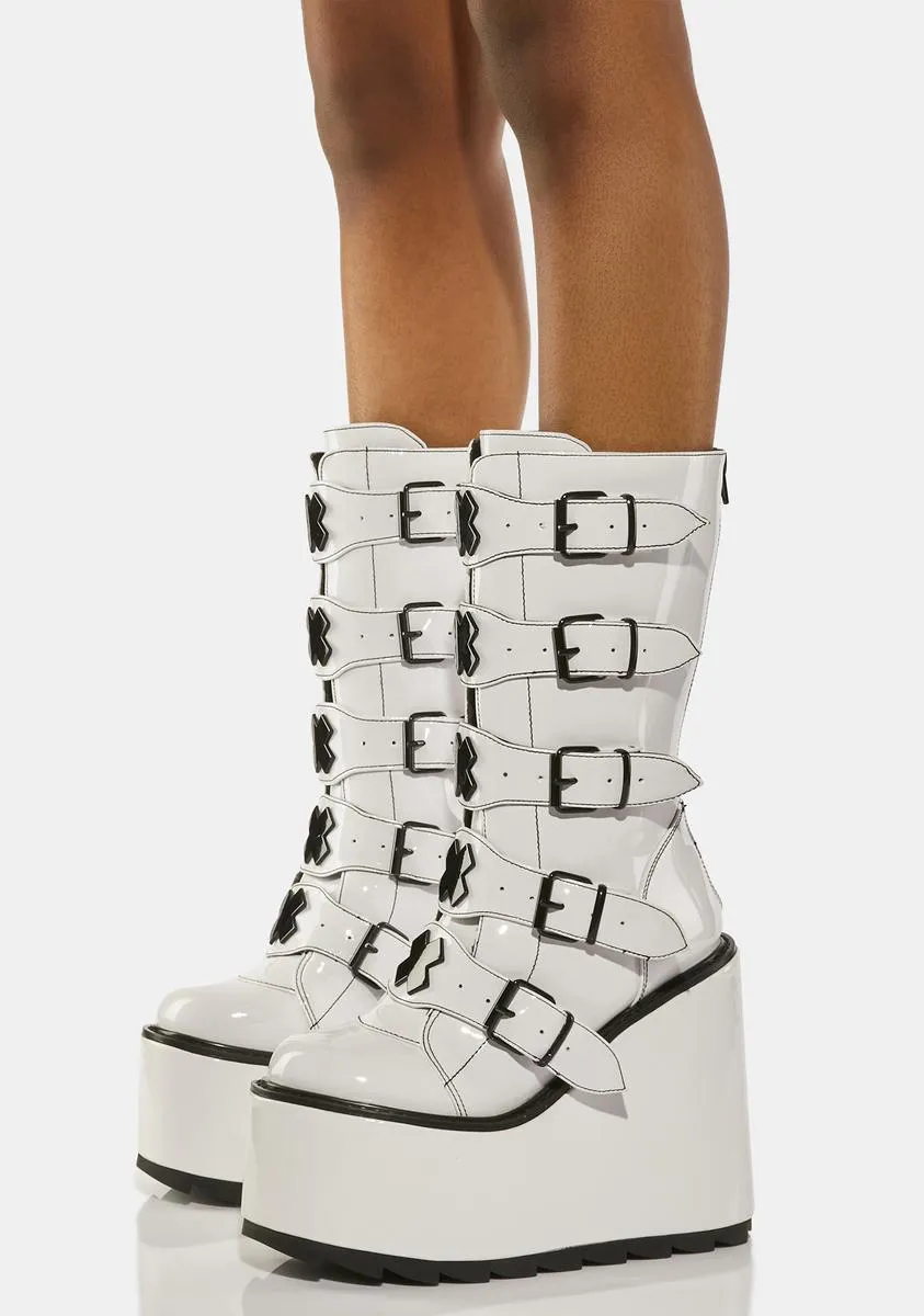 White Dune X Buckle Boots