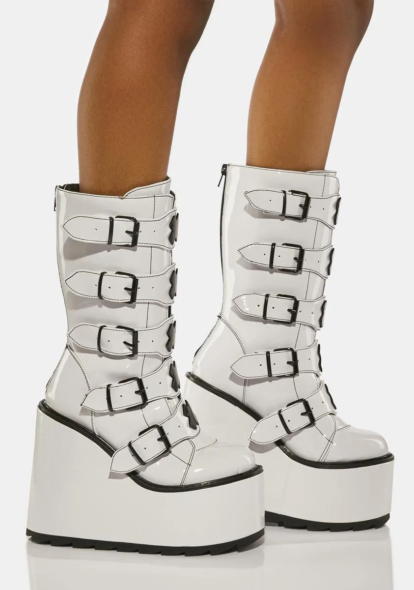 White Dune X Buckle Boots