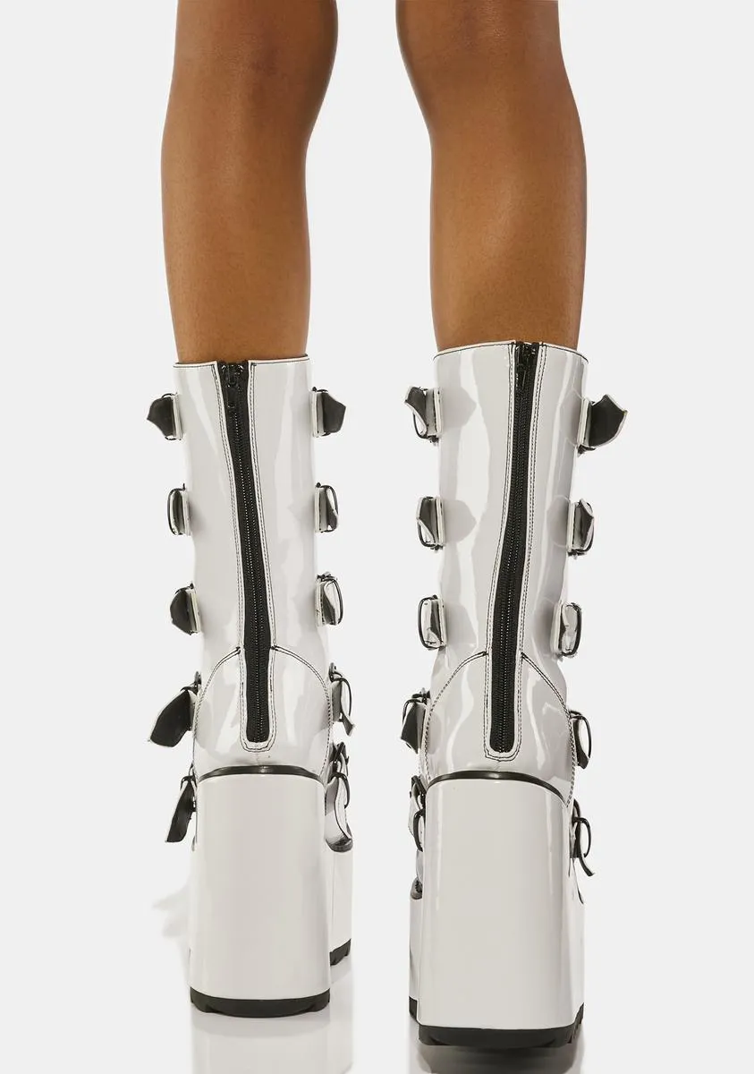 White Dune X Buckle Boots