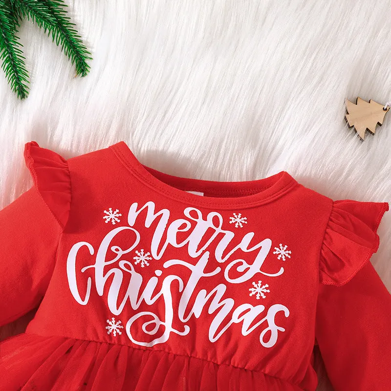 Wholesale Christmas Dresses for Baby Girls with Letters and Cartoon Prints 23101536