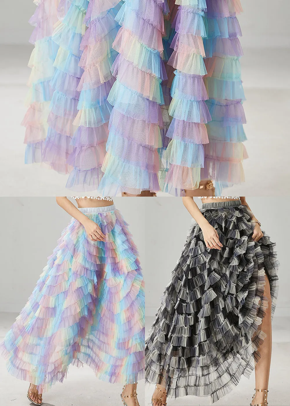 Rainbow Extra Large Hem Summer Tulle Skirts for Women