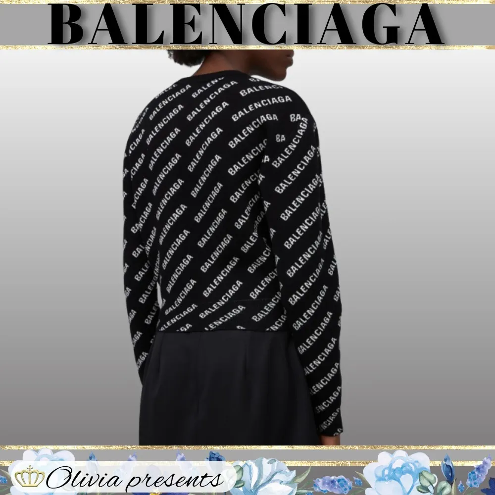 Balenciaga Crew Neck Wool Street Style Long Sleeves Cotton