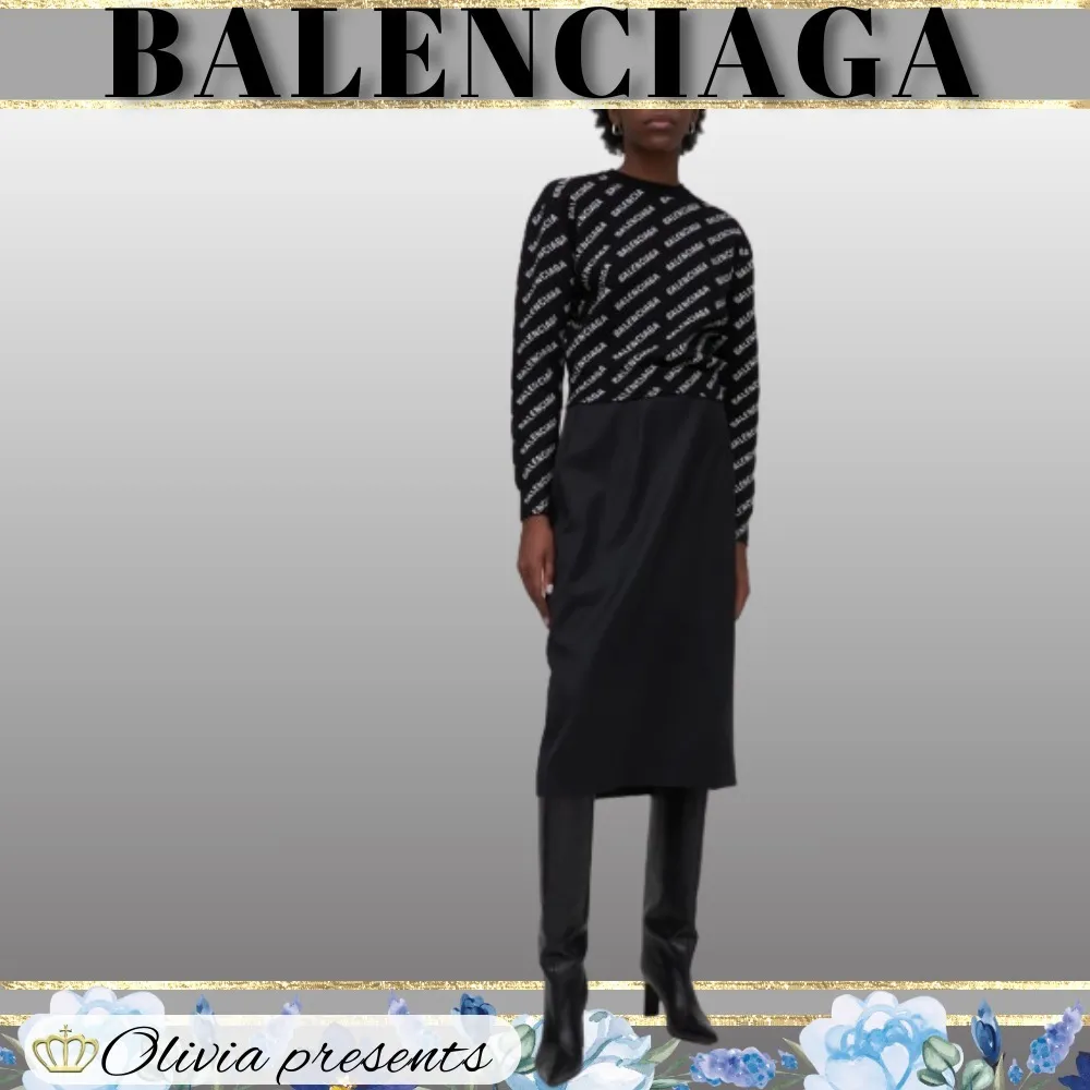 Balenciaga Crew Neck Wool Street Style Long Sleeves Cotton