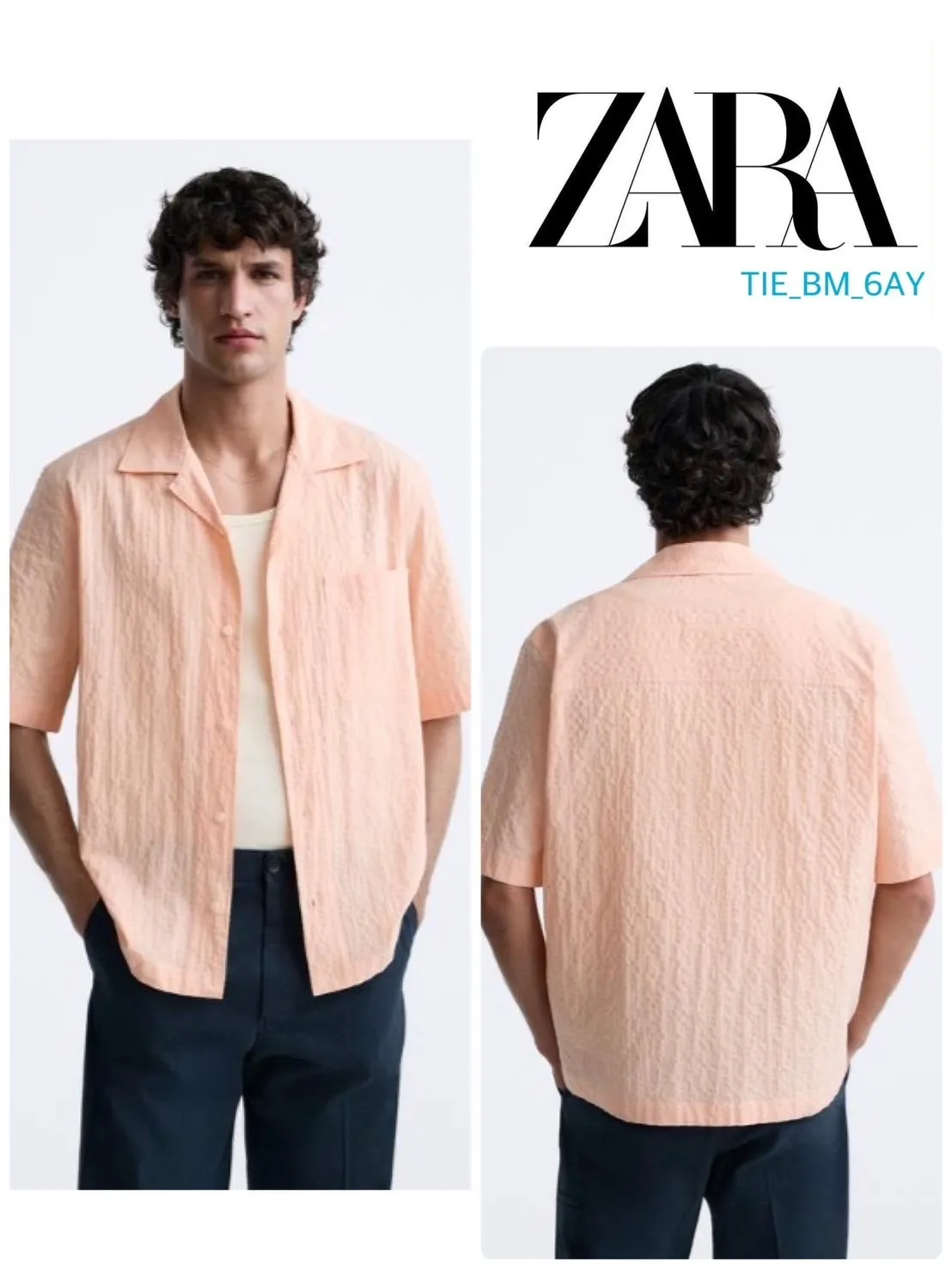 ZARA Short Sleeves Shirts: Plain Cotton